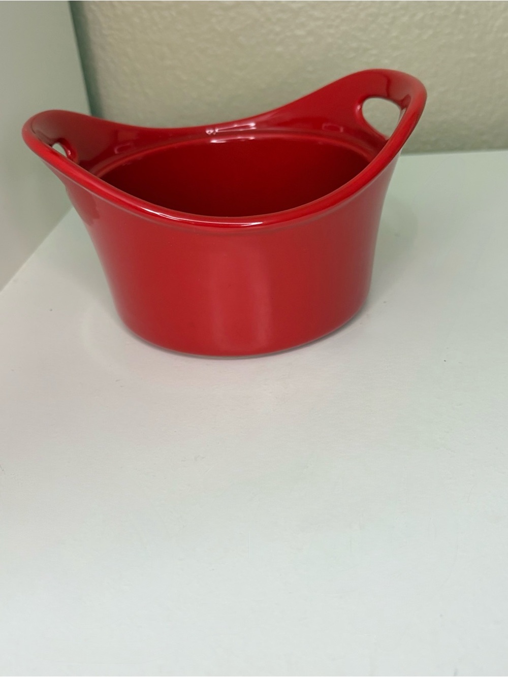 Rachael Ray Red Stoneware 18oz Individual Casserole Dish Bubble & Brown Baker